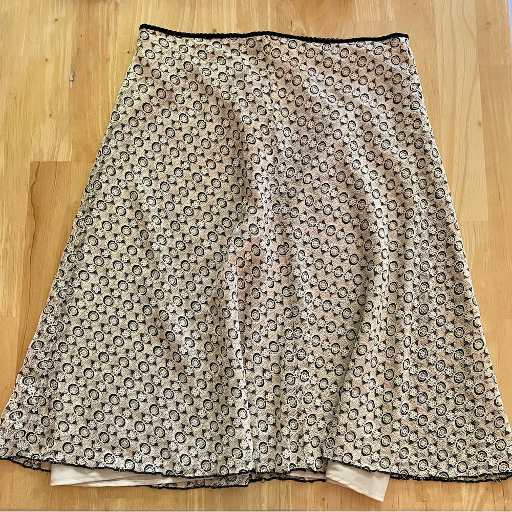 Max Studio Black and Tan Midi A-Line Skirt for Work
